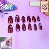 Premium Burgundy Artificial Nai - (Mix Design / 1 Set)